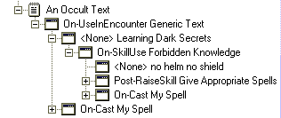 The Occult Text item object tree